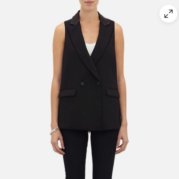 Rag & Bone - Dant Leather Trimmed Vest Waistcoat Jacket in Black - size S - Picture 2 of 13